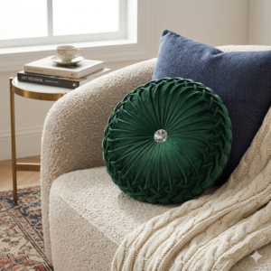 Alternative view of Velvet Summer Green Round Cushion