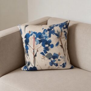 Alternative view of Blue Flower Print Scatter Cushion Cover 45cm x 45cm