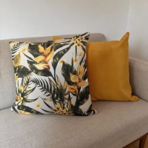 Alternative view of Yellow Flower Print Scatter Cushion Cover 45cm x 45cm