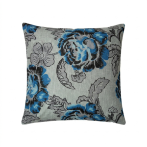Blue Rose Grey Print Scatter Cushion Cover 45cm x 45cm
