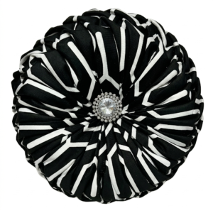 Velvet White & Black Round Cushion