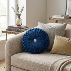 Alternative view of Velvet Navy Blue Round Cushion