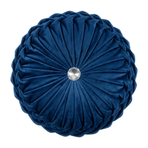 Velvet Navy Blue Round Cushion